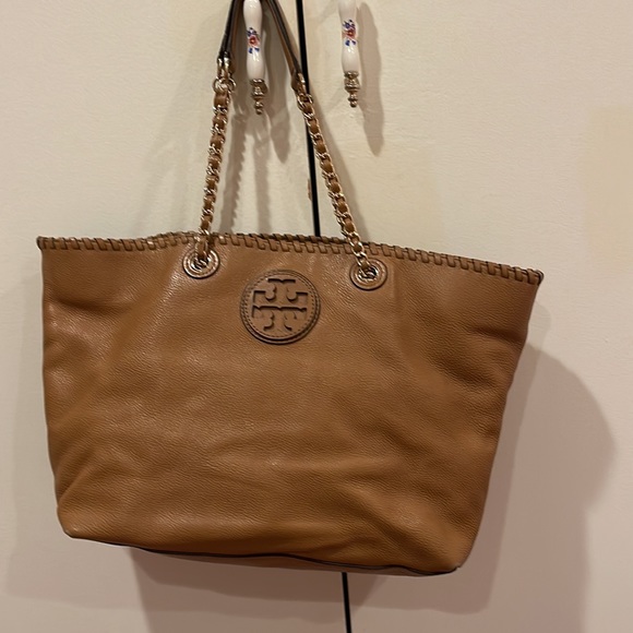 Tory Burch Marion Whipstitch Tote Tan - Picture 3 of 8